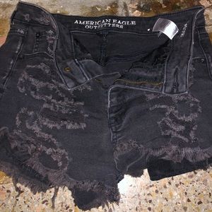 American eagle black high waisted shorts